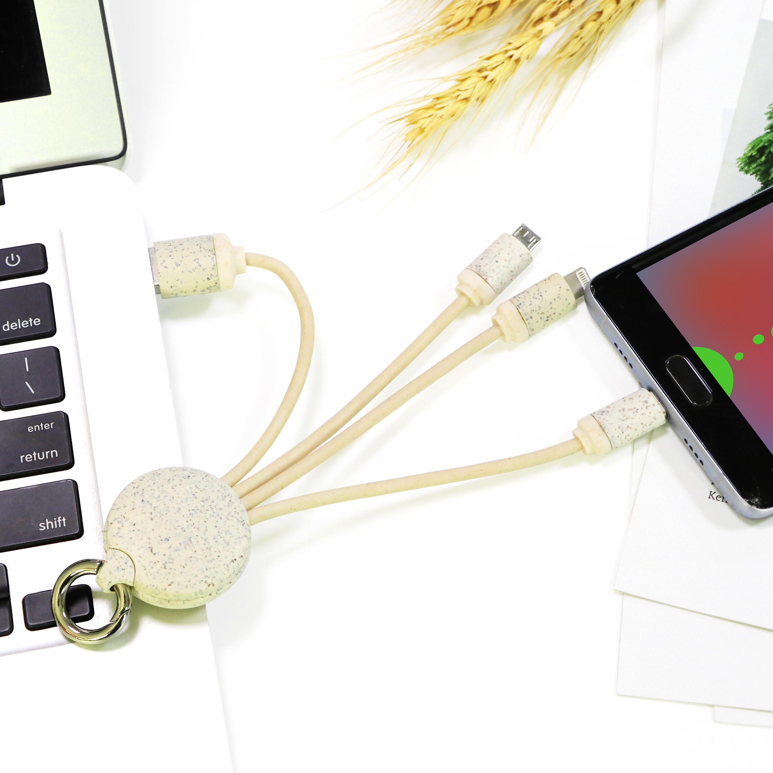 Biodegradable Keychain 3in1 USB Cable MESTAR